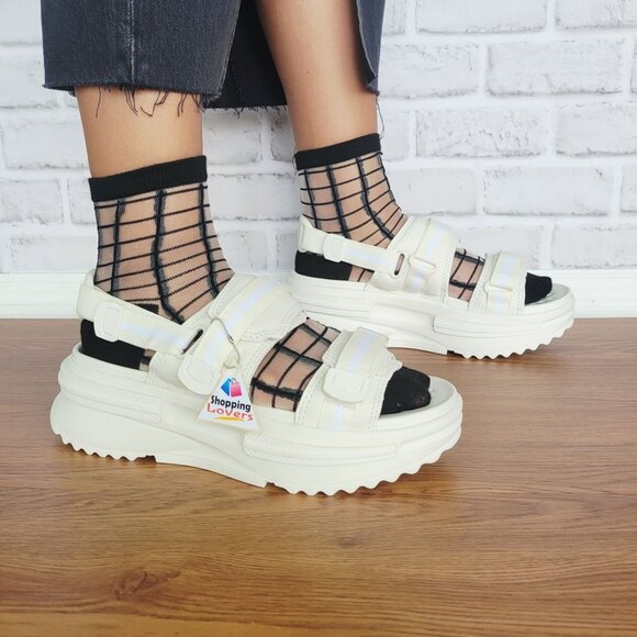 Converse Run Star Utility Sandal 7 CX Women Chunky Sandals Beige Leather A06481C - Picture 2 of 15